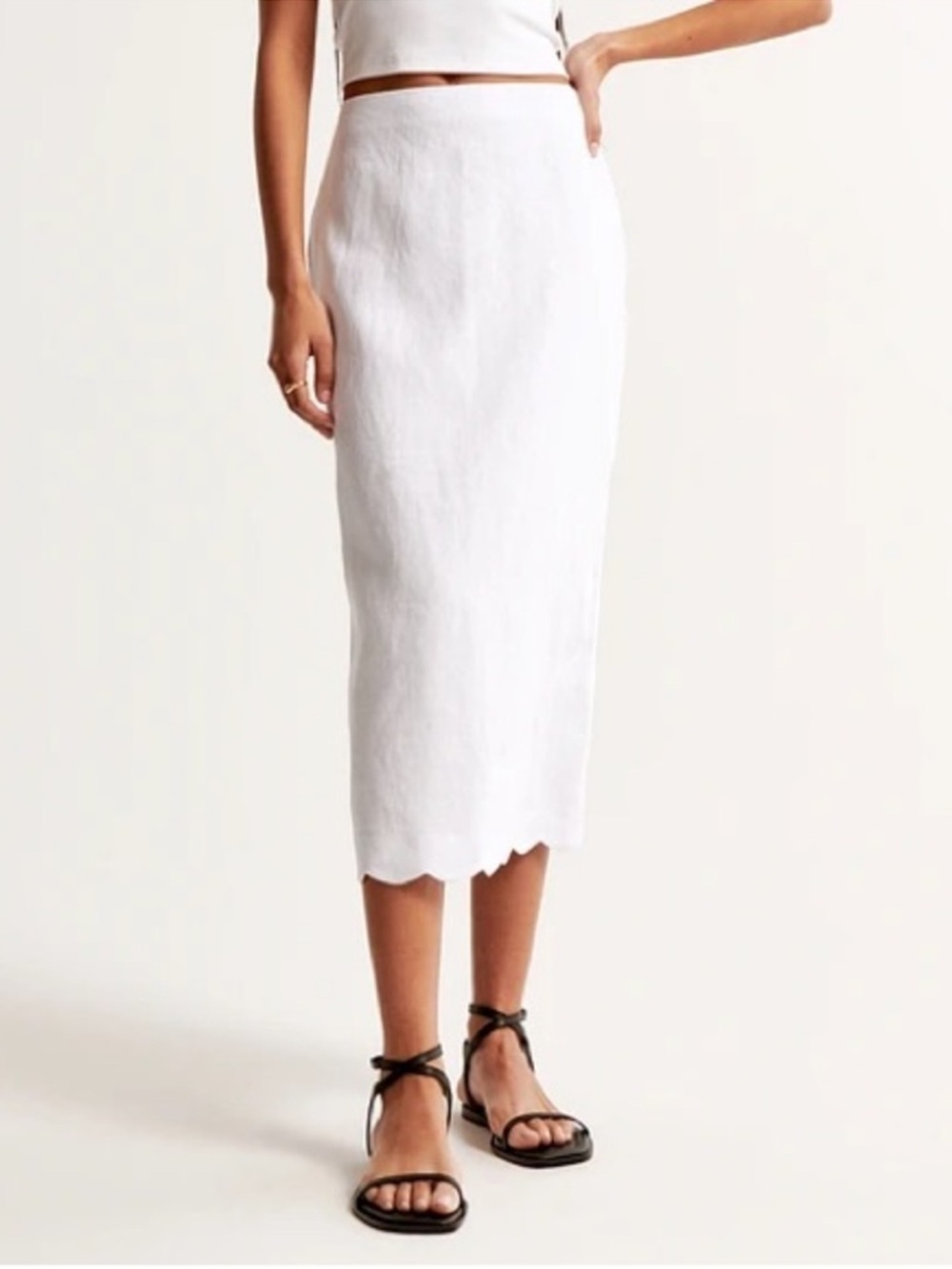 Abercrombie Scallop Hem Midi Skirt
